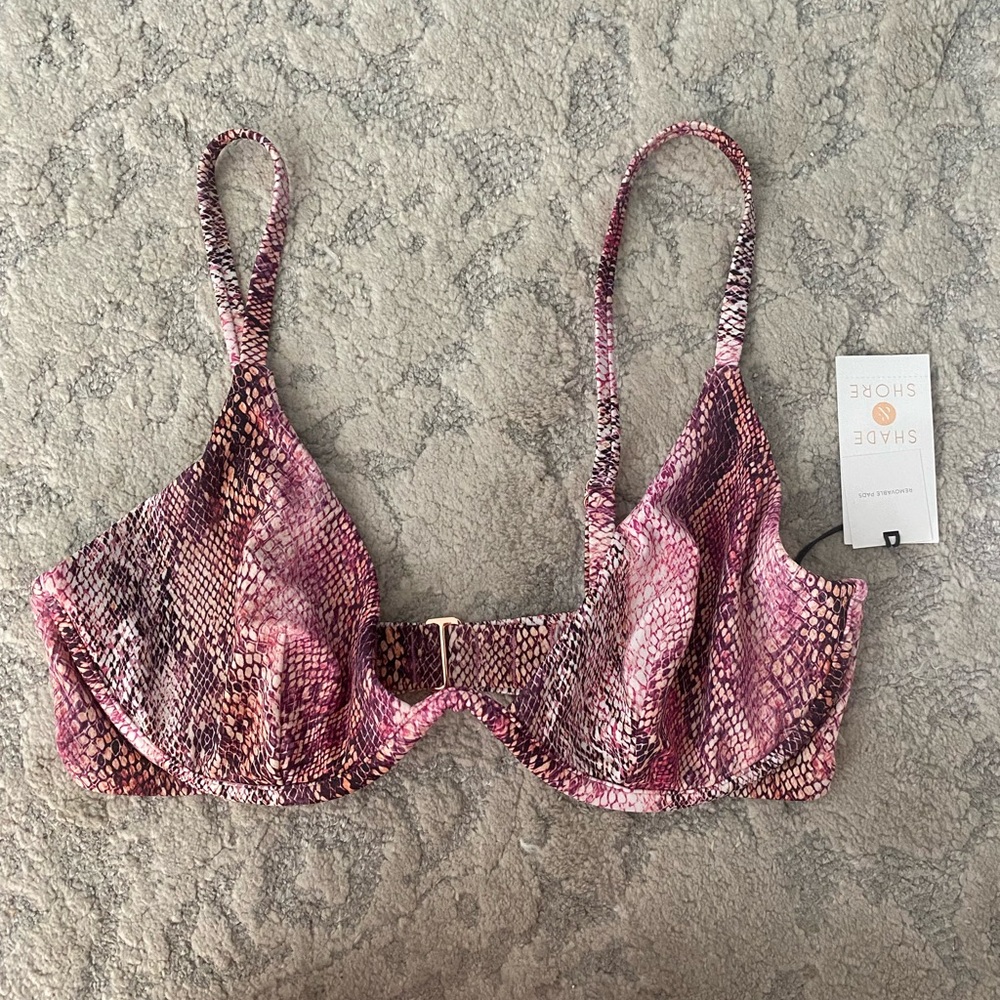 Shade and Shore pink snake print bikini top 34D